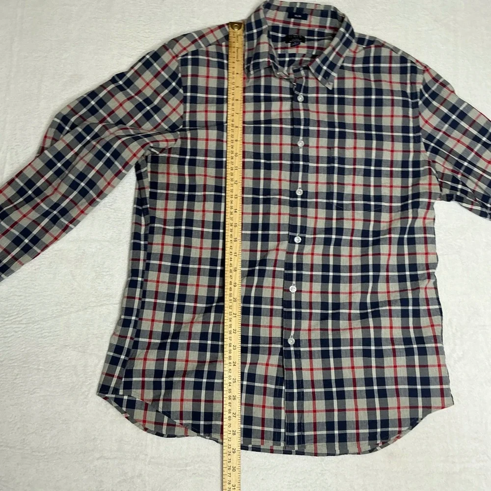 J. Crew Mens Slim Flex Washed Plaid Button Down‎ Shirt Size Large